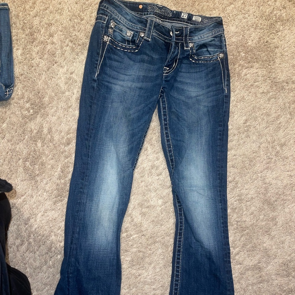 Buckle Dark Blue Flare Jeans